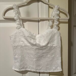 Princess Polly White Floral Crop Top
